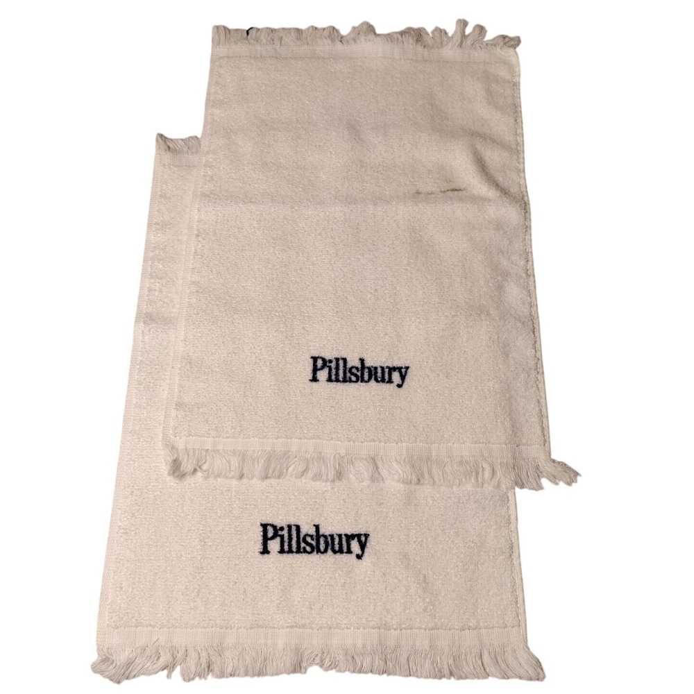 Pillsbury Blue White Kitchen Tea Towel Set of 2 - Light staining Noted - Vintage
